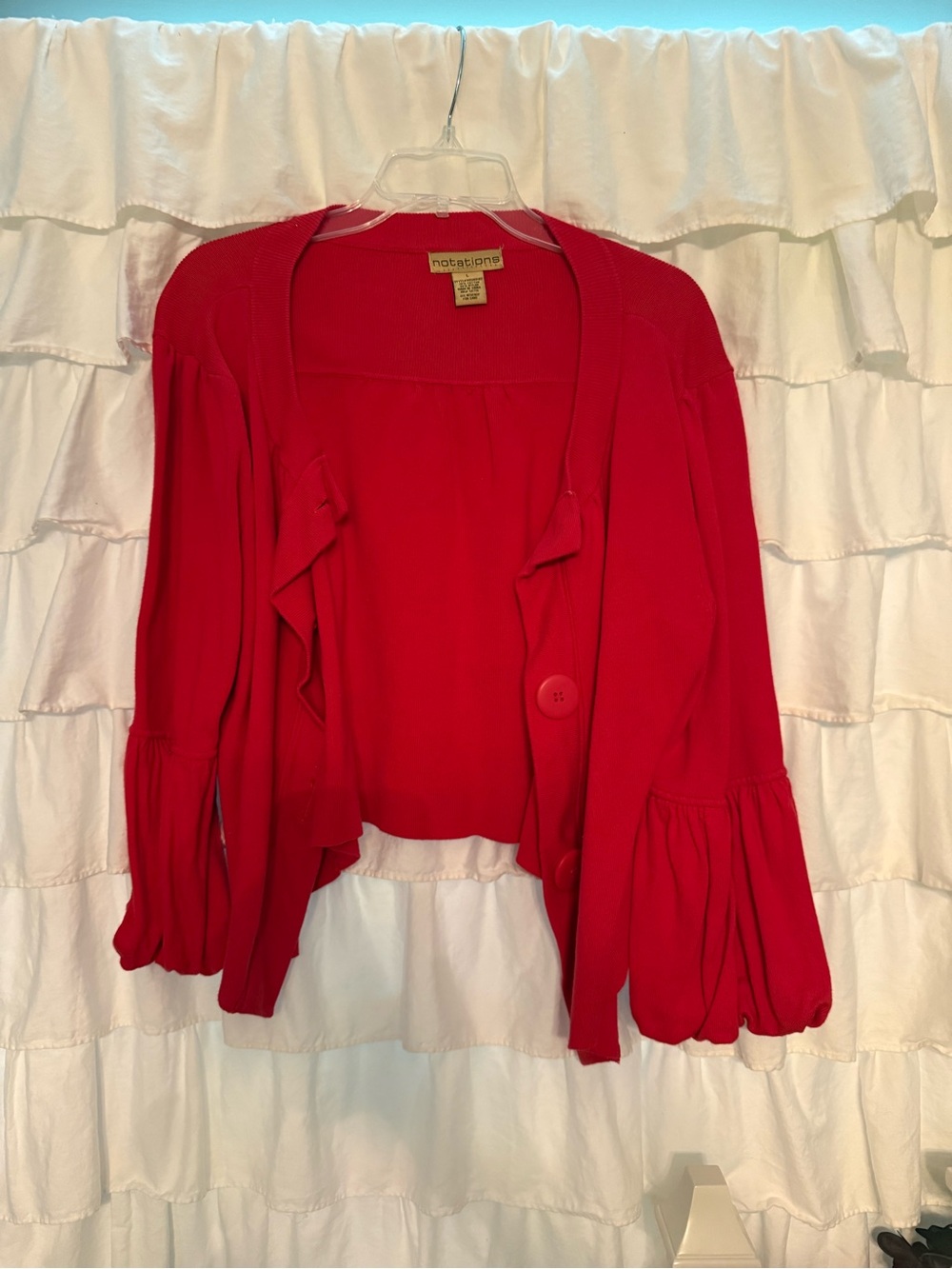 Notations Ruffle Sleeve Cardigan
